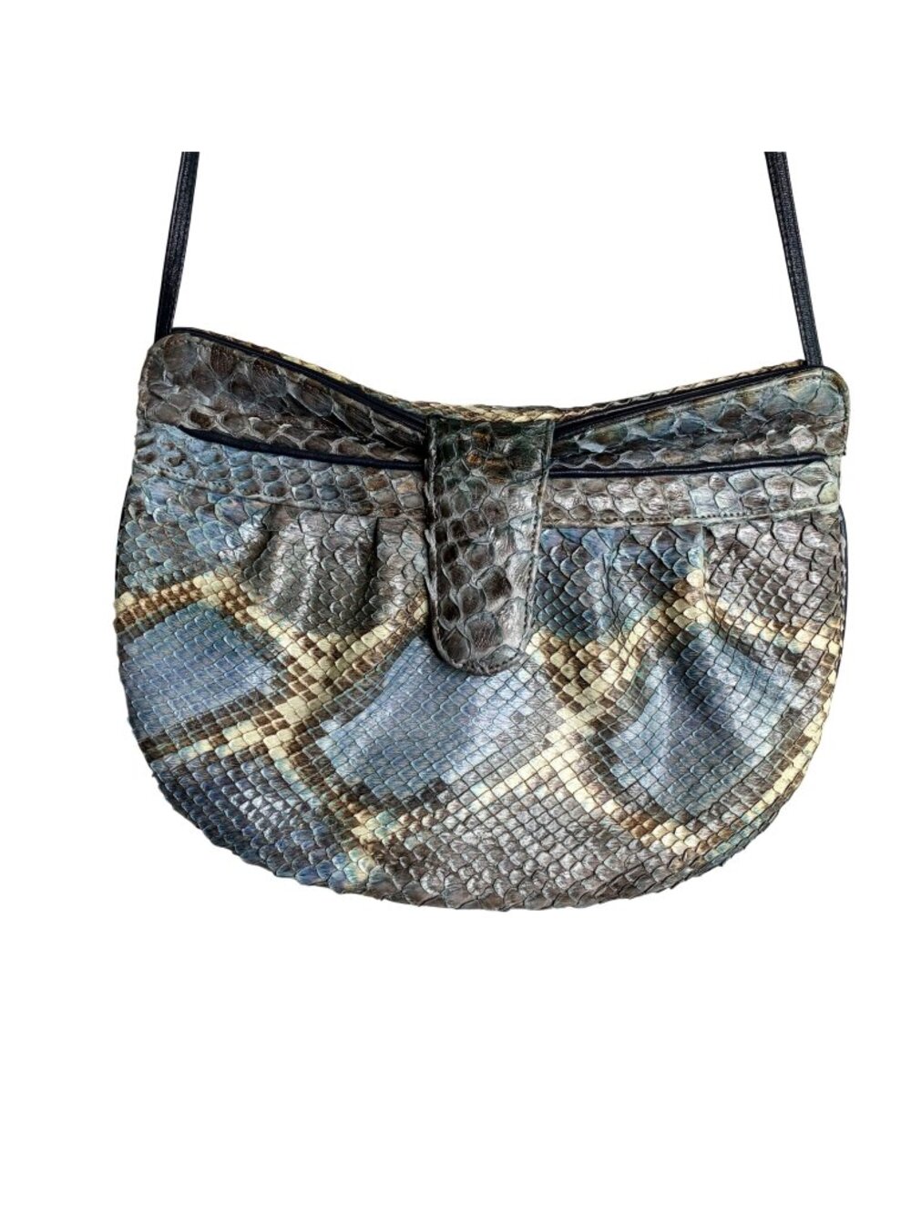 Zenith Handmade Leather Snake Print Shoulder Bag Crossbody Purse 41" Strap